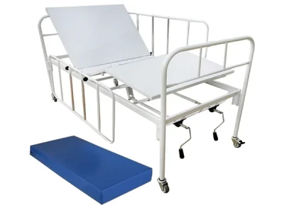 Cama hospitalar manual 2 manivelas (c/ grades e colchão)